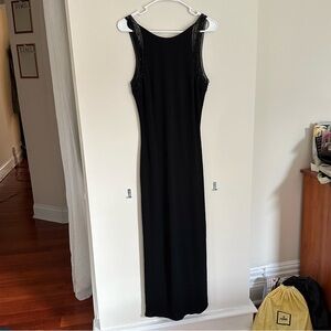 Rimini Black dress with beaded trim and low back